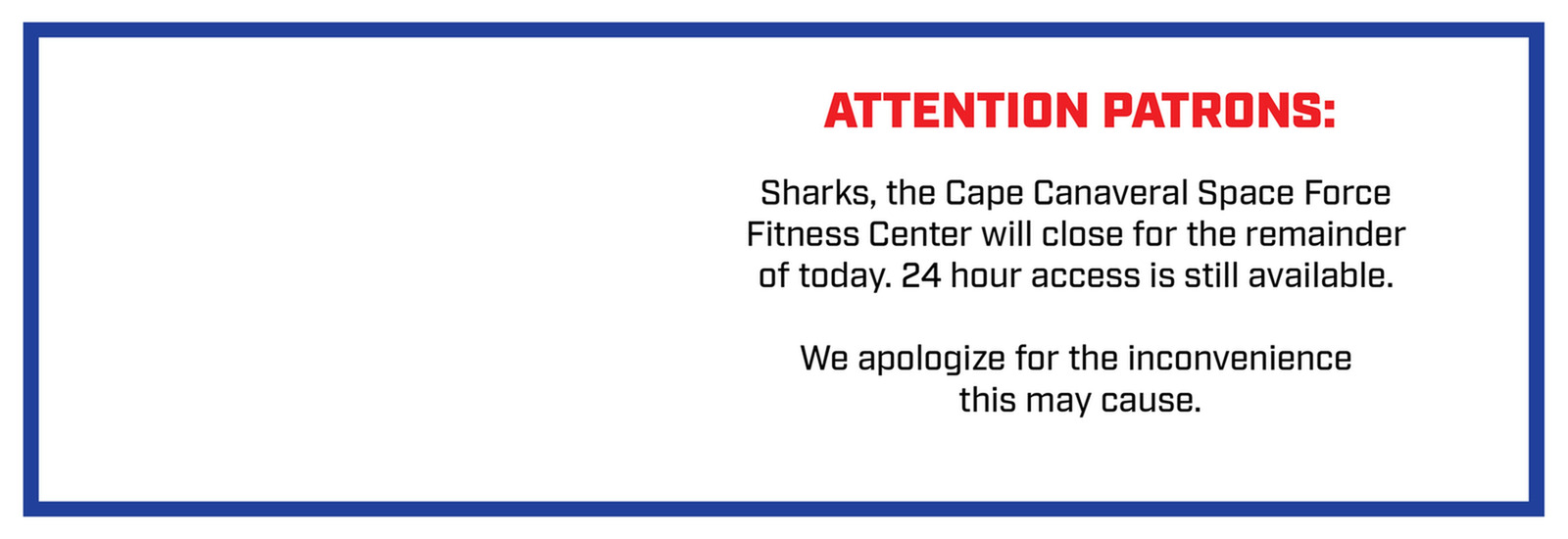 CCSFS Fitness Center Closure