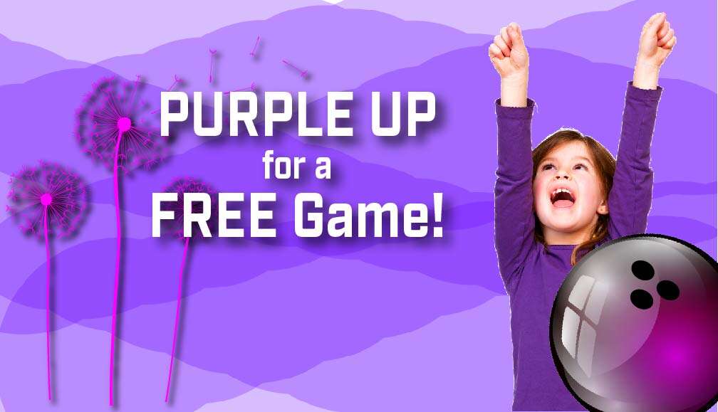 Shark Lanes Purple Up for a FREE Game Bowling Alley