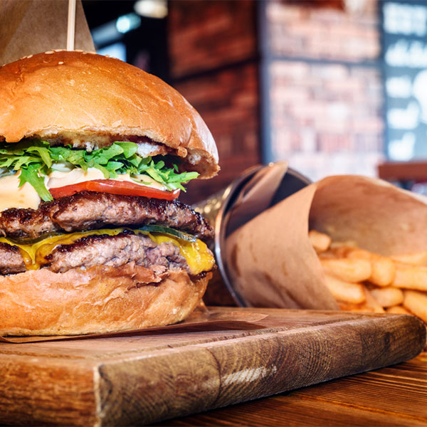 double cheeseburger and fries